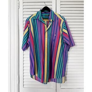 Vintage Mens Nautica Colorful Striped Shirt, size L